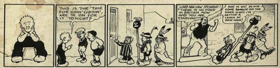 Oor Wullie cartoon from November 1940 referring derisively to Lord Haw Haw. 