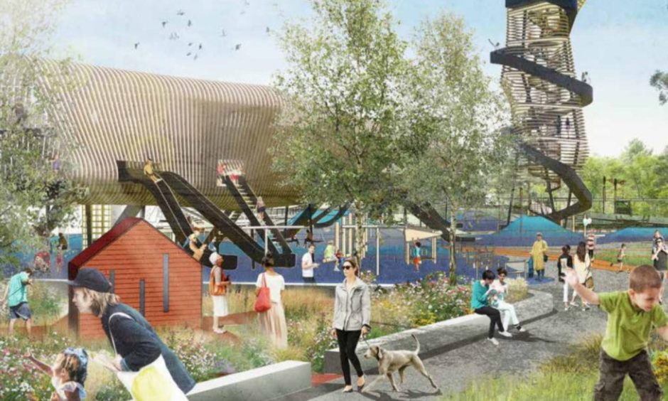 Colourful proposals for the playpark included in the £48m Aberdeen beach urban park - which could be named after Queen Elizabeth II. Image: Aberdeen City Council