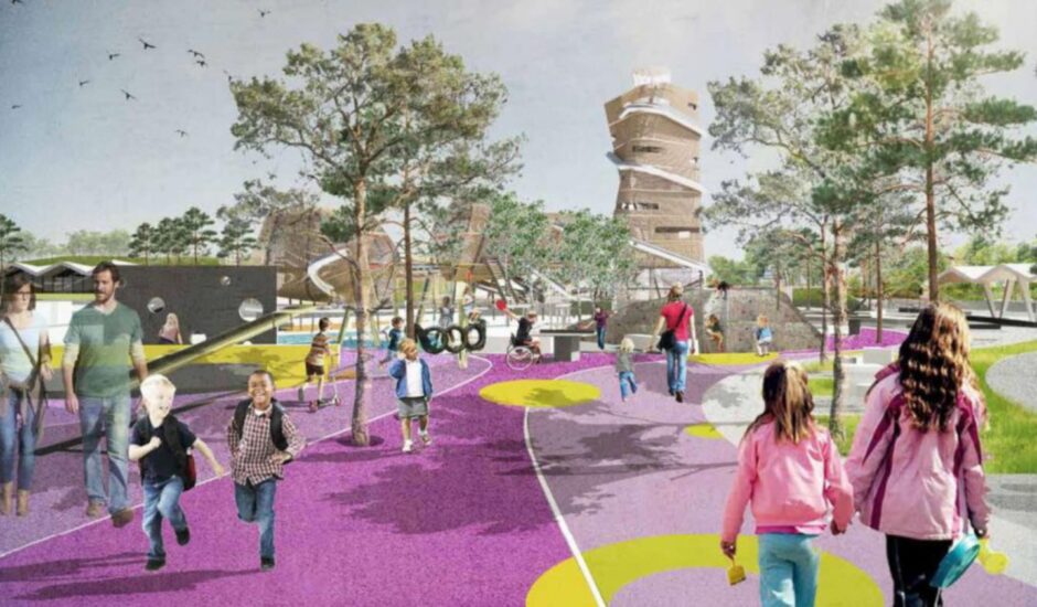 Colourful proposals for the playpark included in the £48m Aberdeen beach urban park - which could be named after Queen Elizabeth II. Image: Aberdeen City Council