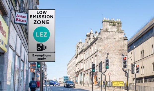 Artist's impression of LEZ sign on Bridge Street, Aberdeen.