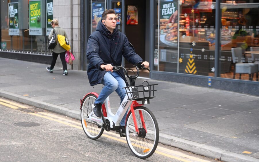 Big Issue e-bikes have been on the Aberdeen roads since late 2022. Image: Chris Sumner/DC Thomson