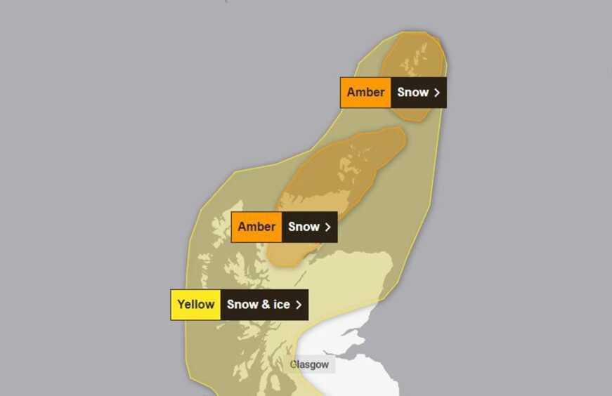 Met Office snow warning map