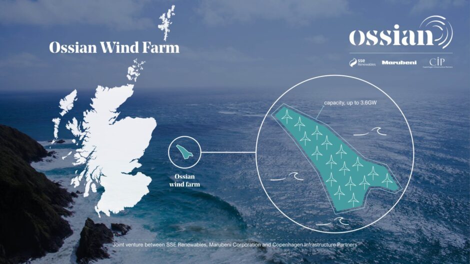 graphic shows site of Ossian wind farm