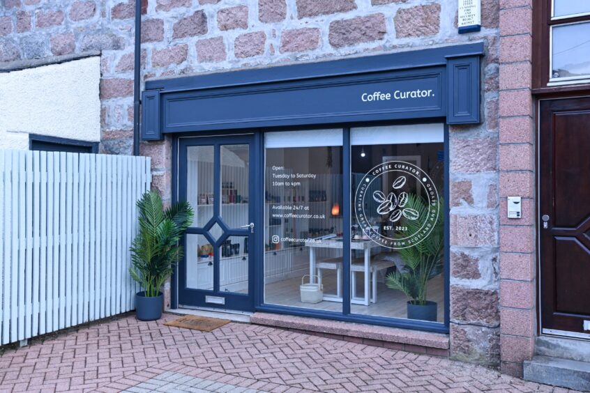 Exterior of Coffee Curator on Scott Skinner Square, Banchory.