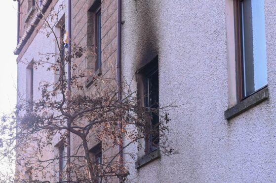 The aftermath of fatal fire in a flat in Hilton, Aberdeen, last night.
Image: Darrell Benns/DC Thomson