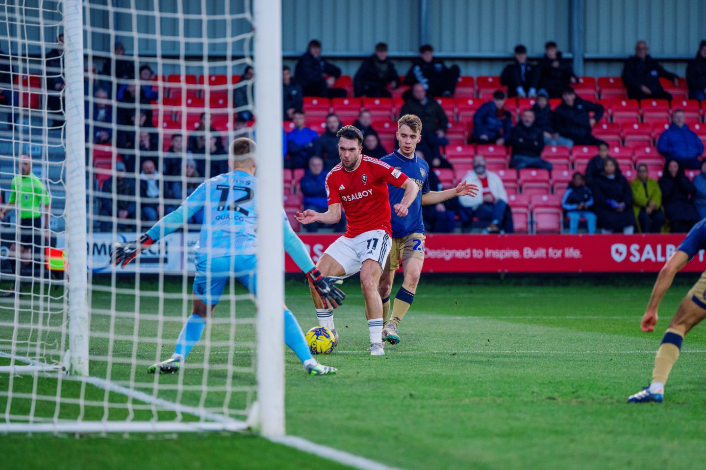 Salford City winger Connor McLennan in action for the English League One club. Image supplied by Salford City 