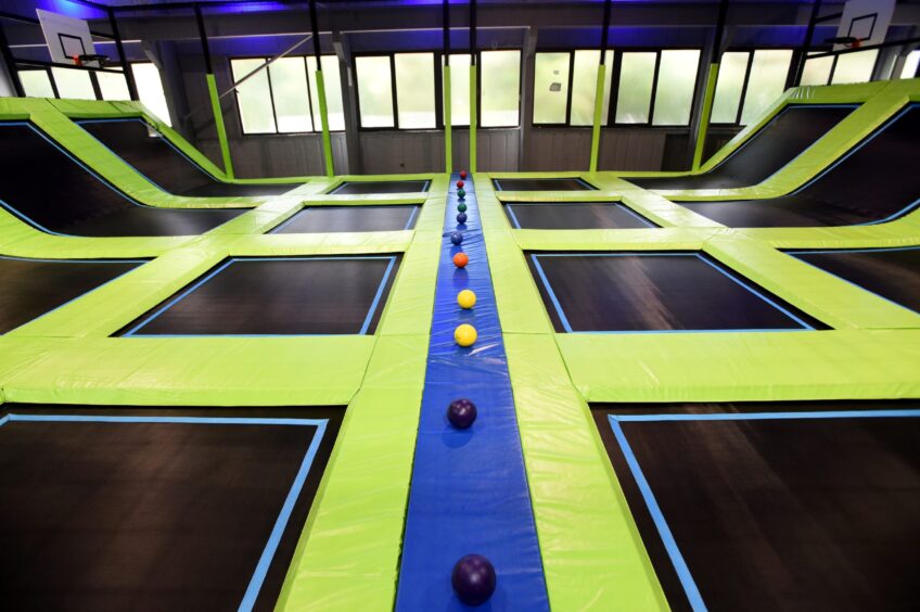 Inside Jump In trampoline park on Craigshaw Road, Aberdeen