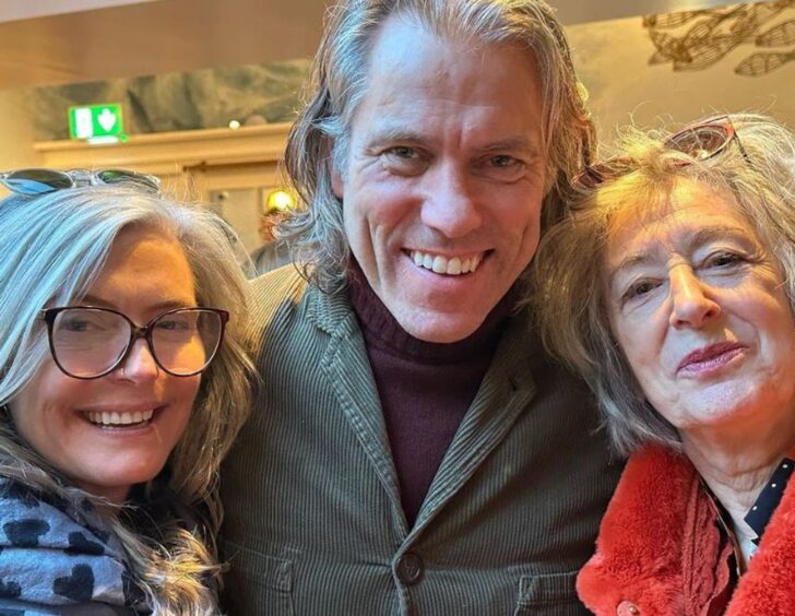 John Bishop with another woman and Dame Maureen Lipman at the Fife Arms Hotel.