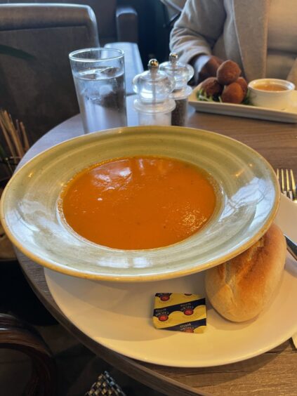 Carrot and coriander soup at Fowrie Garden Cafe at Fourmile House