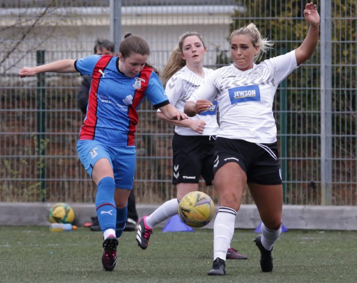 Betty Ross in action for Caley Thistle Women in a SWF Championship match against Ayr United. 