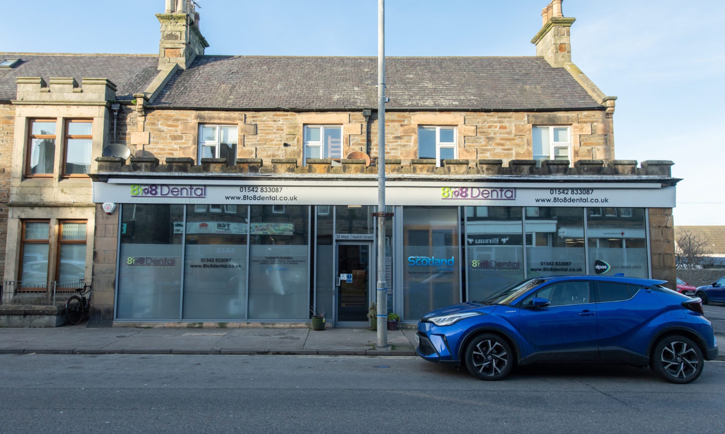 Exterior of 8to8 Dental in Buckie. 