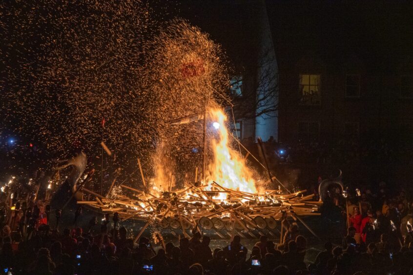Torches thrown into Up Helly Aa galley