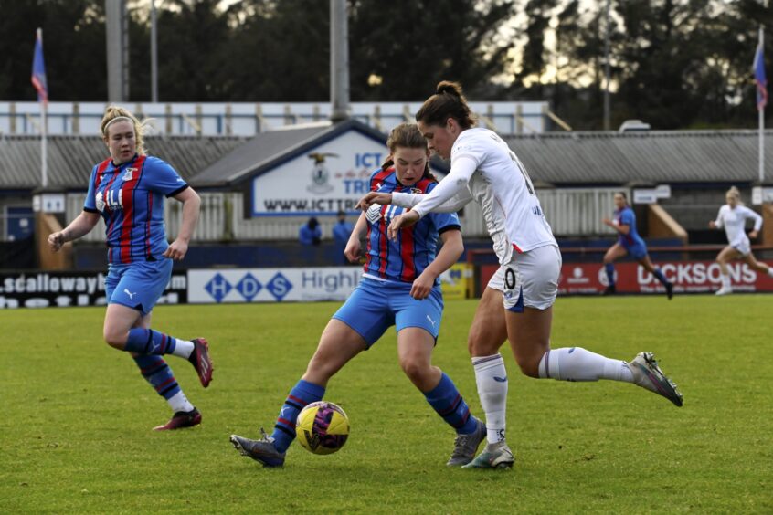 Caley Thistle Women in action against Rangers in the Scottish Cup. 