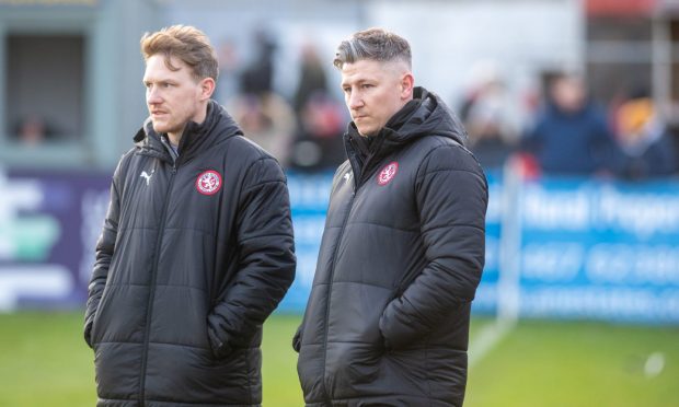 Brora Rangers boss Ally MacDonald, left, with assistant boss Josh Meekings.