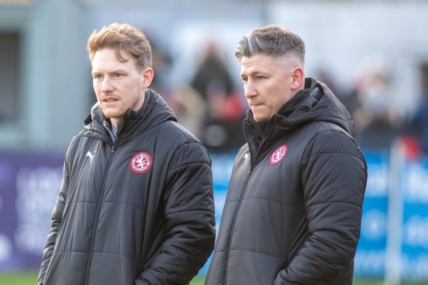 Brora boss Ally MacDonald, left, with assistant manager Josh Meekings.