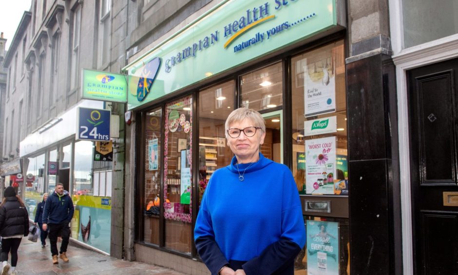 Catherine Eddie outside Grampian Health Foods on Market Street