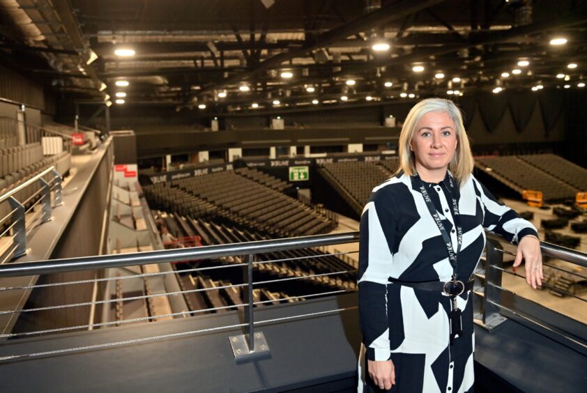 Louise Stewart P&J Live head of entertainment in front of an empty auditorium. 