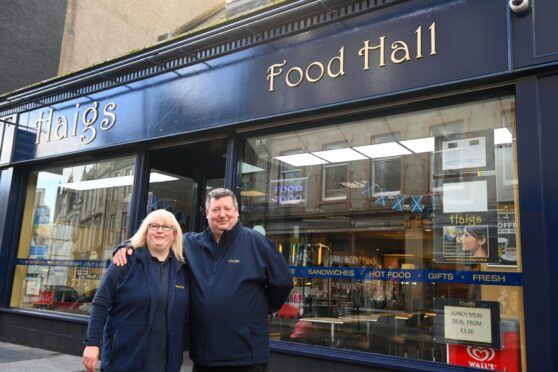 James and Julie Haig outside Haig's food hall in Aberdeen city centre.