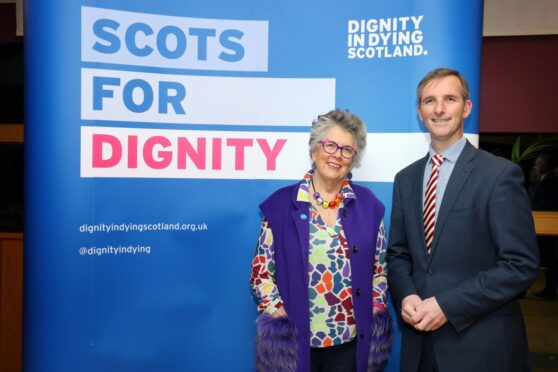 Dame Prue Leith supports Orkney MSP Liam McArthur's assisted dying bill.
