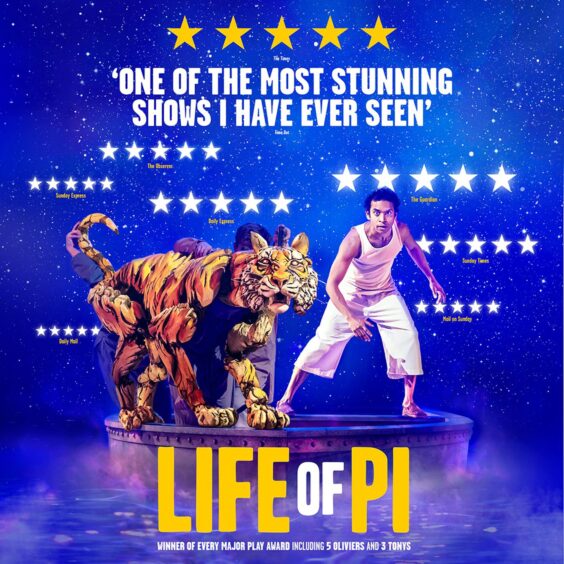 A poster for Life of Pi, which is one of the shows coming to Aberdeen in 2024