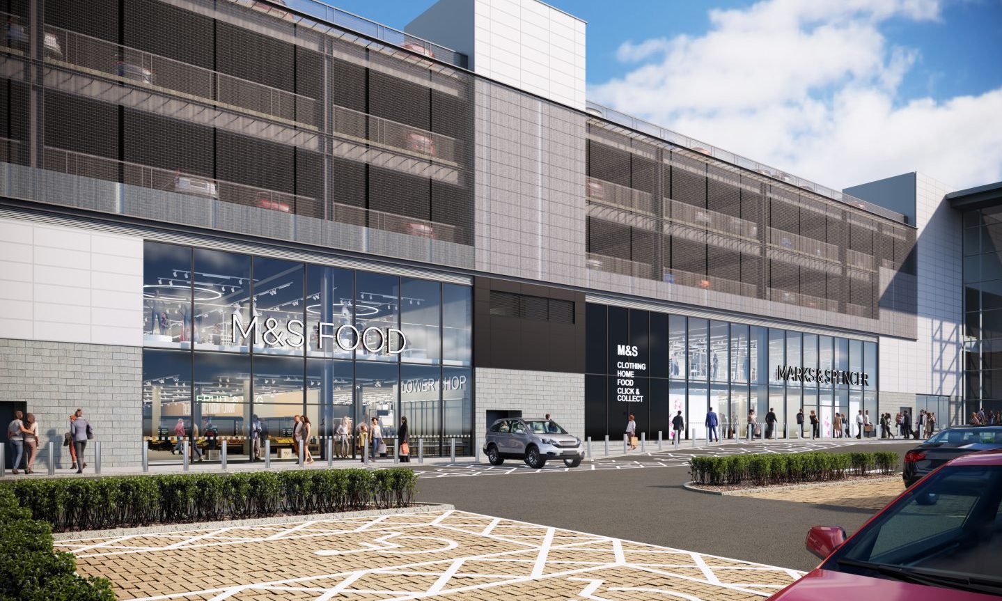 An impression of the new expansion planned for Aberdeen's Union Square M&S branch after the Union Street closure