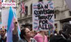 Demonstrators in London protest the practice of conversion 'therapy' during July 2023. Image: Wiktor Szymanowicz/NurPhoto/Shutterstock