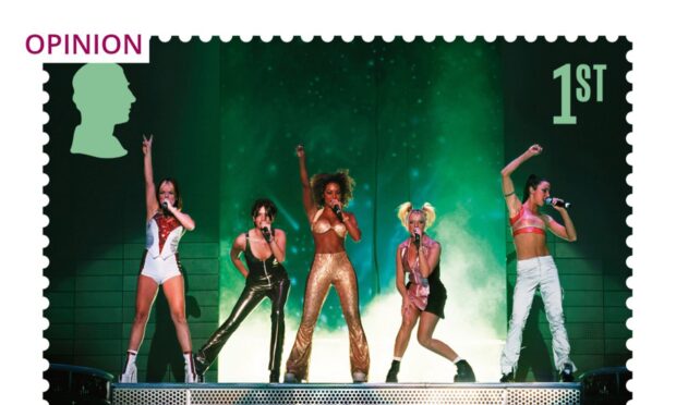 One of the new set of postage stamps featuring the Spice Girls performing in Dublin in 1998, to celebrate the 30th anniversary of the chart-topping girl group. Image: Royal Mail/PA Wire