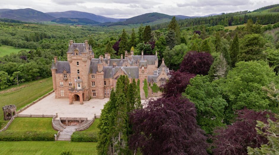 Aerial view of Ardross Castle.