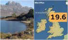 Kinlochewe and Met Office record temperature map,