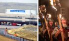Sumburgh airport and Up Helly Aa torch procession