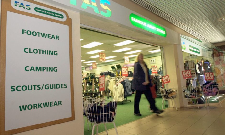 Famous Army Store in St Giles Centre. 