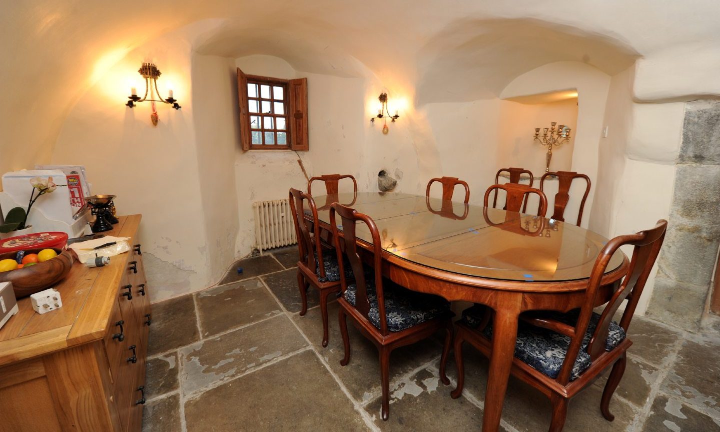 A dining area inside the castle