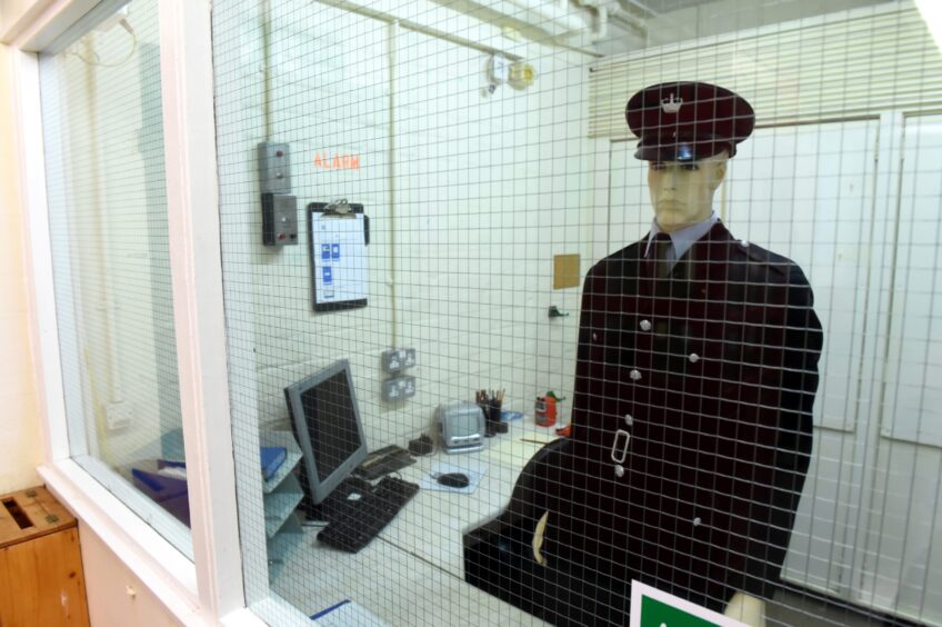 Mannequin dressed as officer at Peterhead Prison Museum.
