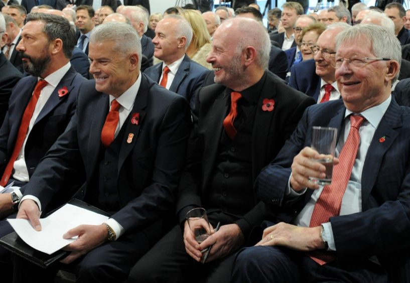 Mr Milne with former Dons manager Derek McInnes, current chairman Dave Cormack and Pittodrie legend Sir Alex Ferguson at the opening of Cormack Park, Aberdeen FC's £12m training facility in 2019.
