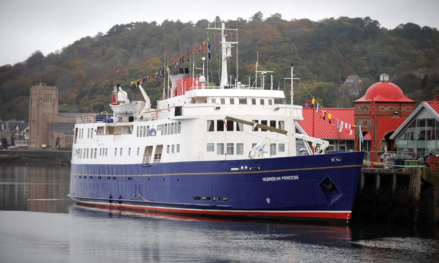 Cruise ship Hebridean Princess berthed in Oban. 