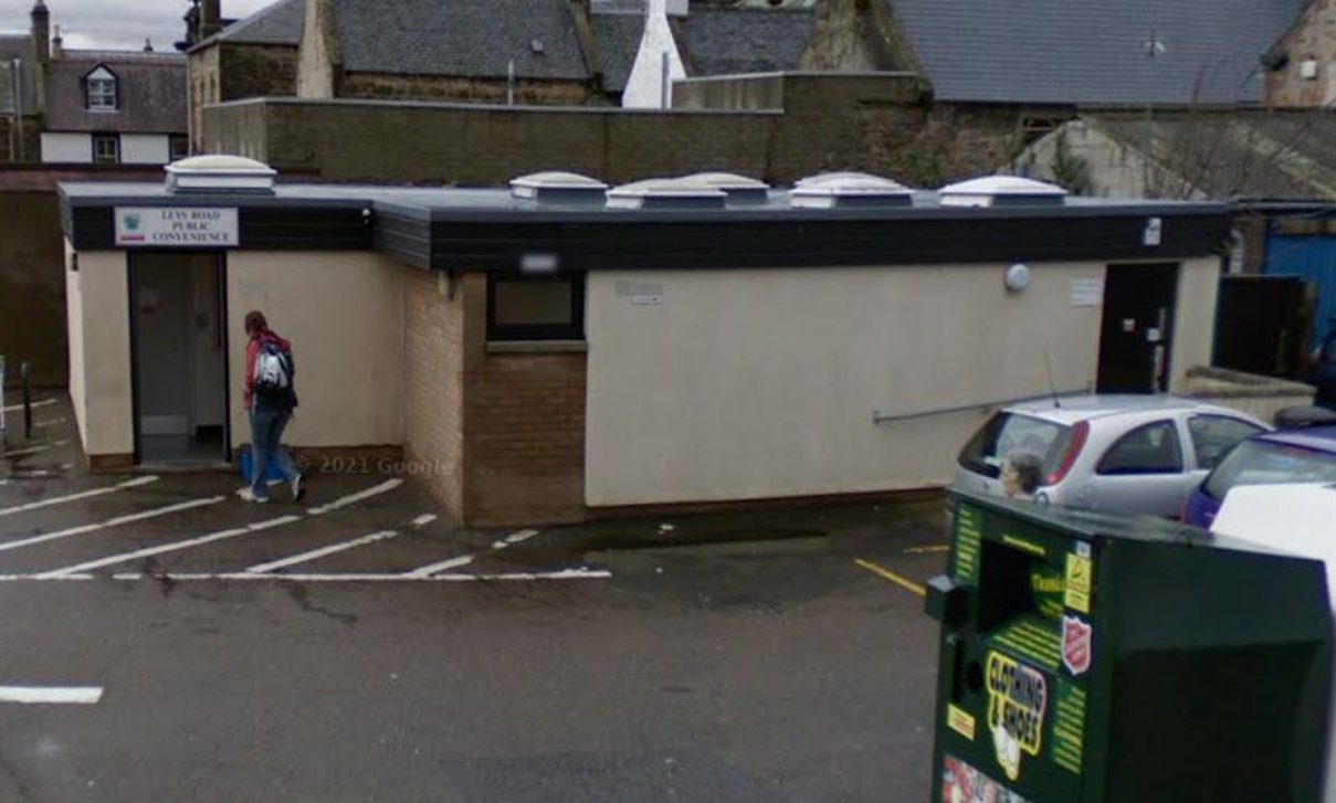 Public toilets in Forres Google maps image. 