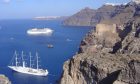 Cruise ships off the coast of Santorini.
