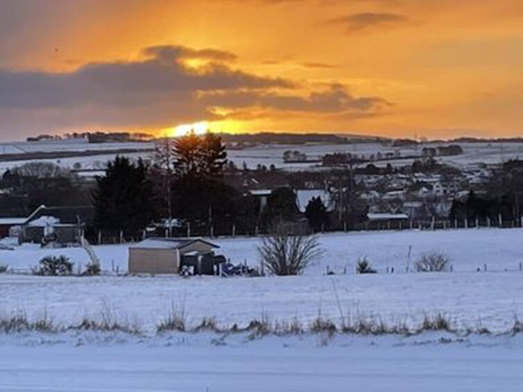 Snow covered hills in Kintore