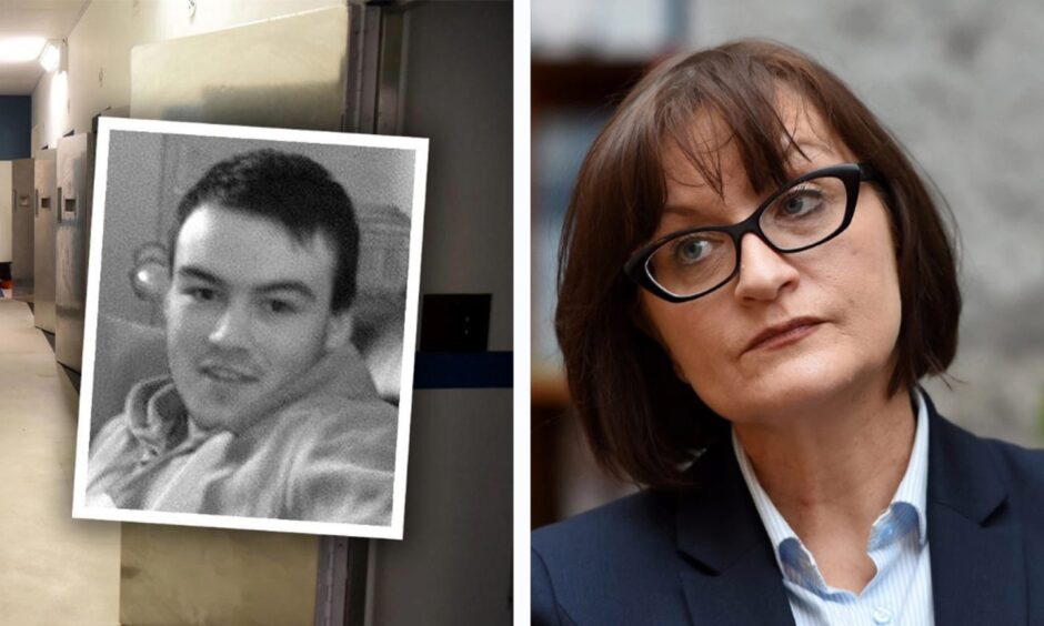 Image of Sheriff Morag McLaughlin alongside image of Warren Fenty, whose Fatal Accident Inquiry she was in charge of.