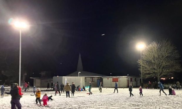 Snowball fight at Kellands Park