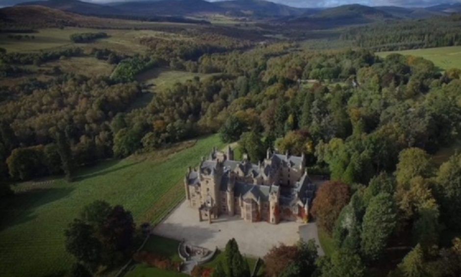 An aerial view of Ardross Castle, near Inverness