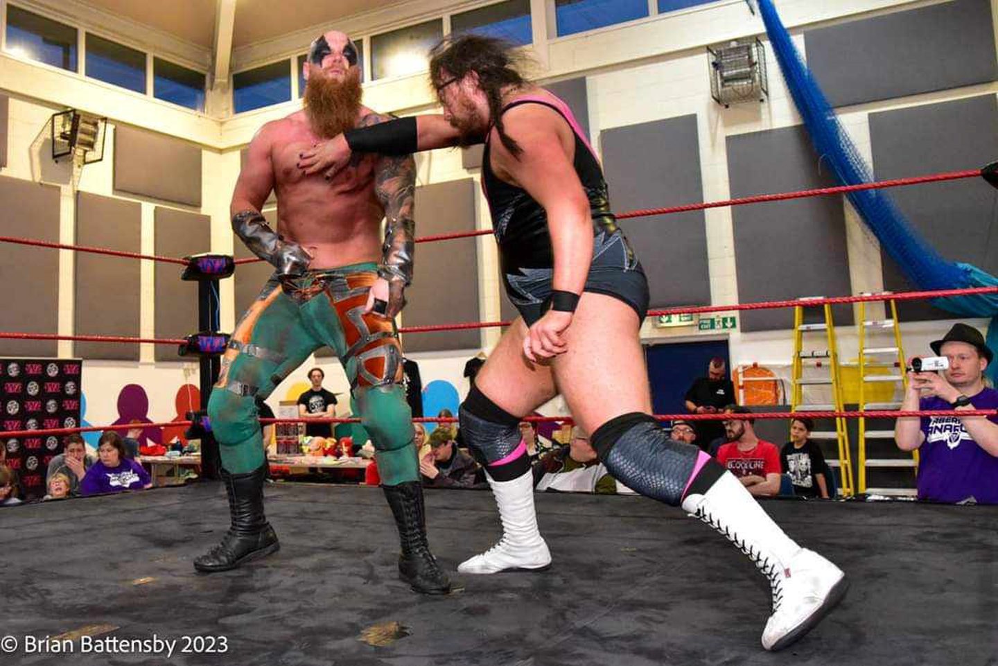 Caleb Valhalla wrestles against friend Lost Boy Aspen Faith. Image supplied by Brian Battensby.
