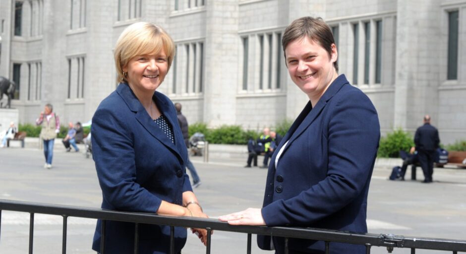 Angela Scott, right, took the chief executive job when Aberdeen City Council was led by Labour's Jenny Laing. Image: Chris Sumner/DC Thomson
