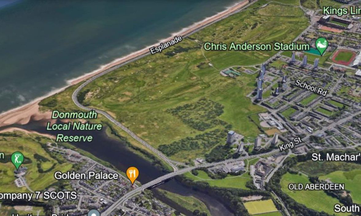 A screenshot from Google Maps showing the area where the Aberdeen beach holiday park could be developed