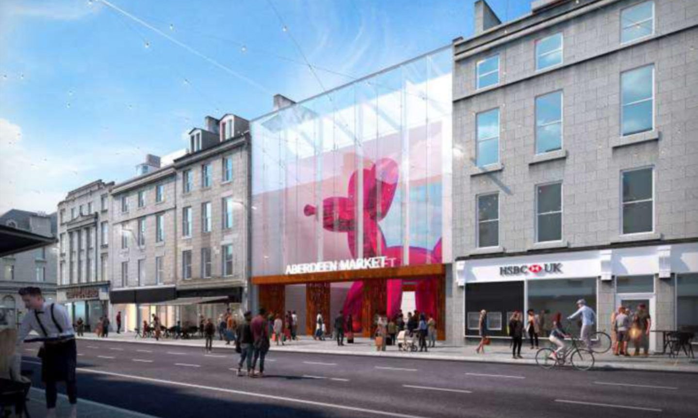 Just across the road from Marks and Spencer, the former BHS site is being used for the multi-million-pound Aberdeen market development. Image: Halliday Fraser Munro/Aberdeen City Council