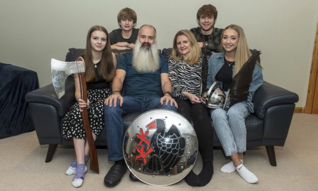 Up Helly Aa: Richard Moar with his family.