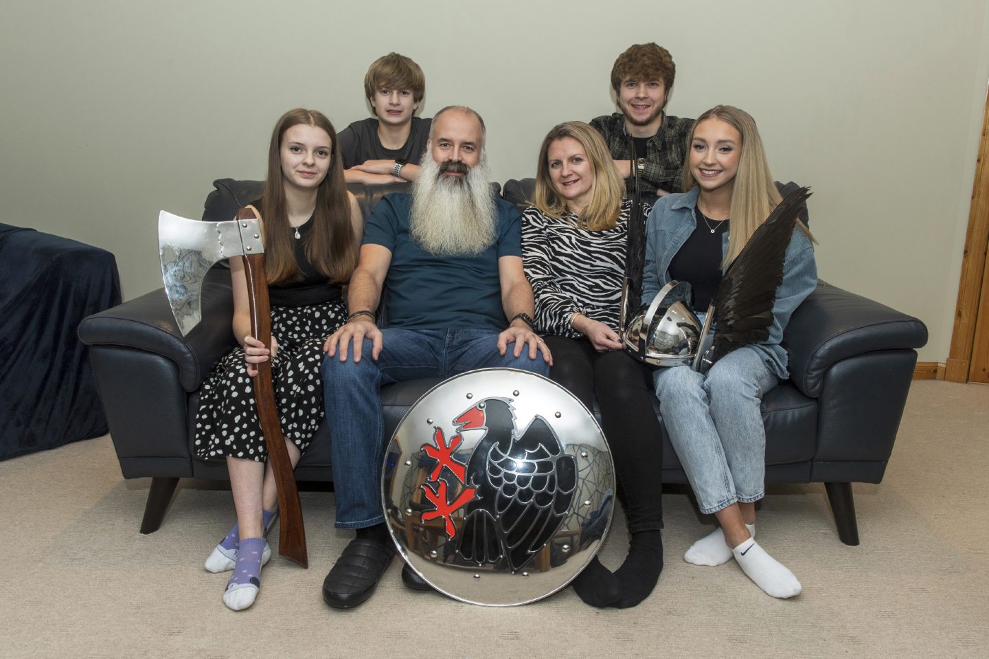 Guizer Jarl Richard Moar and his family ahead of Shetland fire festival Up Helly Aa 2024.