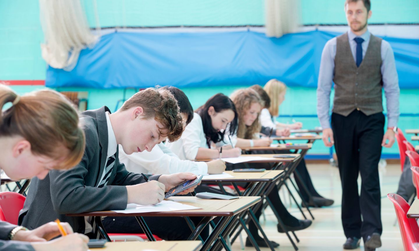 Students taking exams.