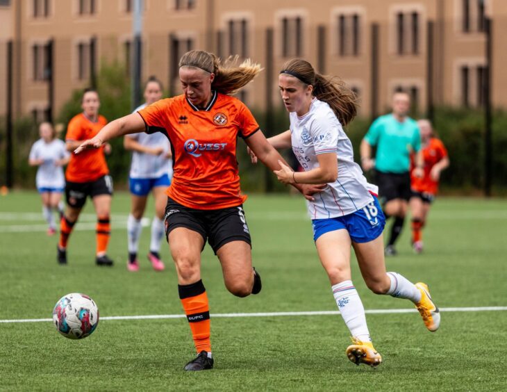 Dundee United Women in action in a SWPL match against Rangers.
