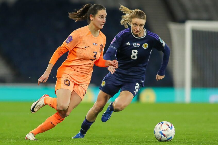 Christy Grimshaw, right, playing for Scotland. Image: Shutterstock.